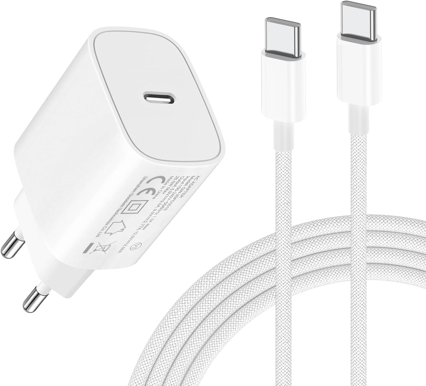 Detalle de 25W USB C Schnellladegerät mit Kabel 1 m