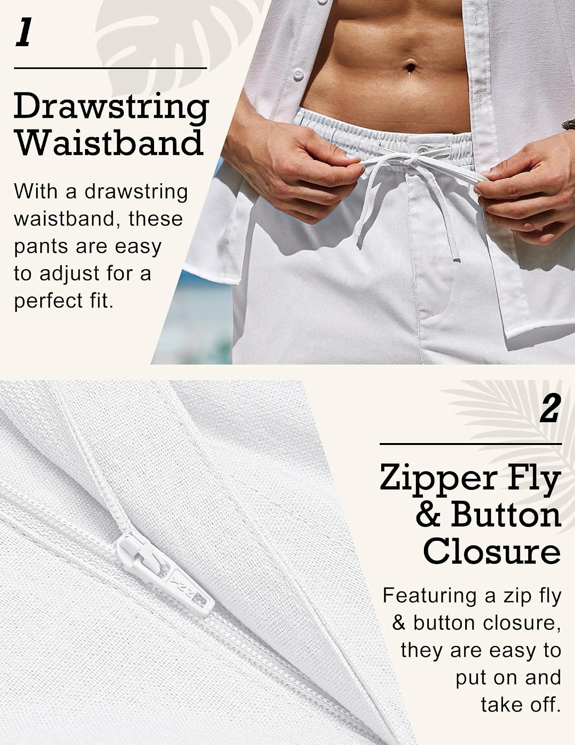 Thumbnail 4 de COOFANDY Men's Linen Pants: Lightweight, Relaxed-Fit Beach-Ready Trousers