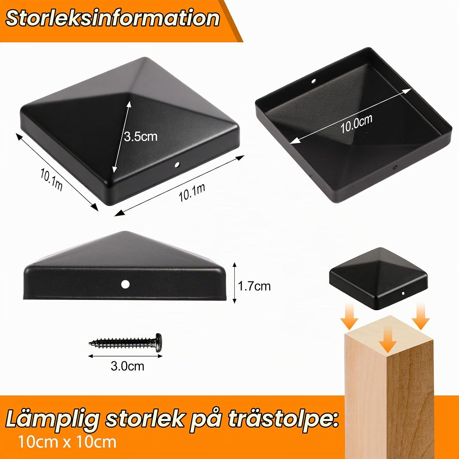 Thumbnail 6 de WUCHAITOO WCT-4 stolplock i svart pulverlackerat stål, 10 × 10 cm, 6-pack
