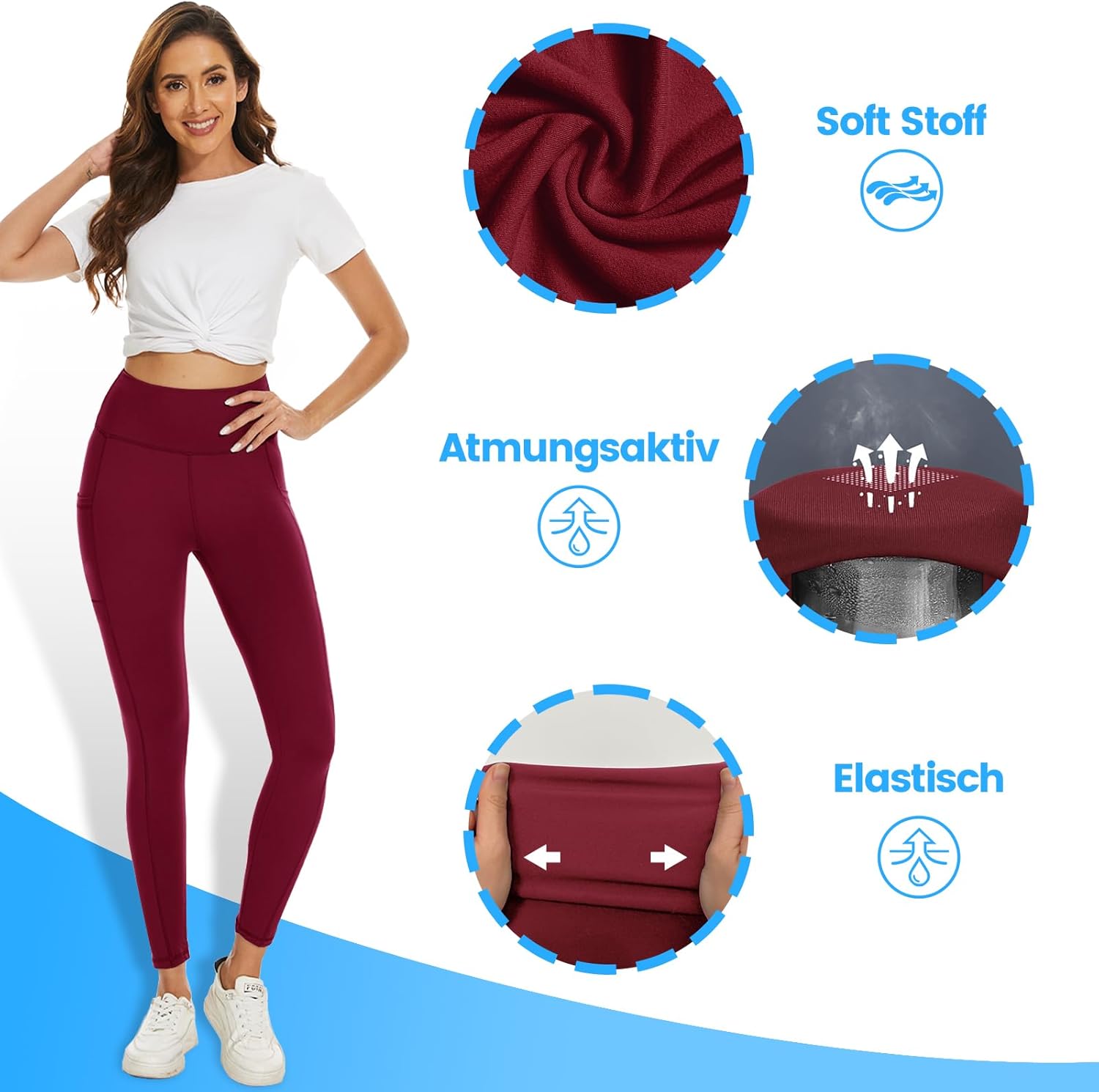 Thumbnail 4 de DDOBB 2er Pack Sport Leggings Damen High Waist mit Taschen – blickdicht, elastisch und vielseitig