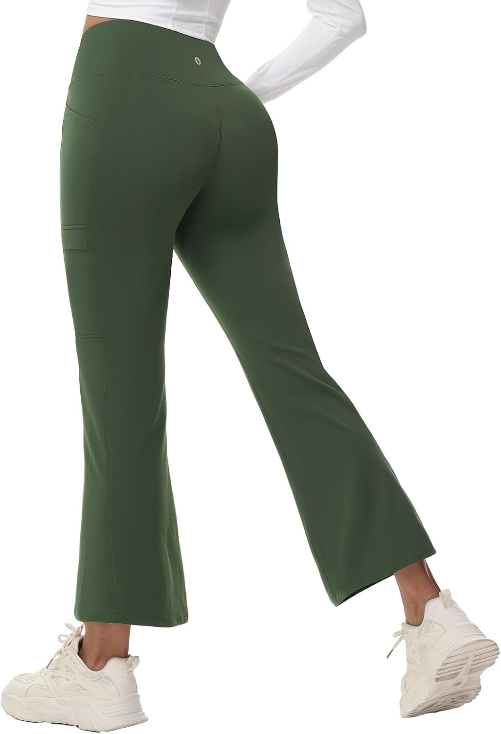Detalle de Baleaf Women's Fleece-Lined Hiking Pants, Water-Resistant Flare Leg with Crossover Waist
