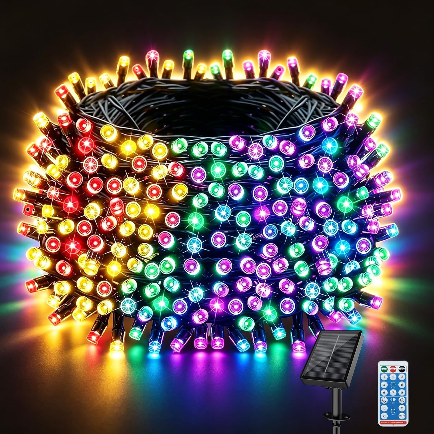 Detalle de Electight sla15c solcellsljusslinga med 300 LED i varma färger