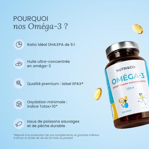 Thumbnail 2 de NUTRI&CO Omega 3 Huile de Poisson EPAX® EPA DHA | Cerveau Vision - 120 Caps