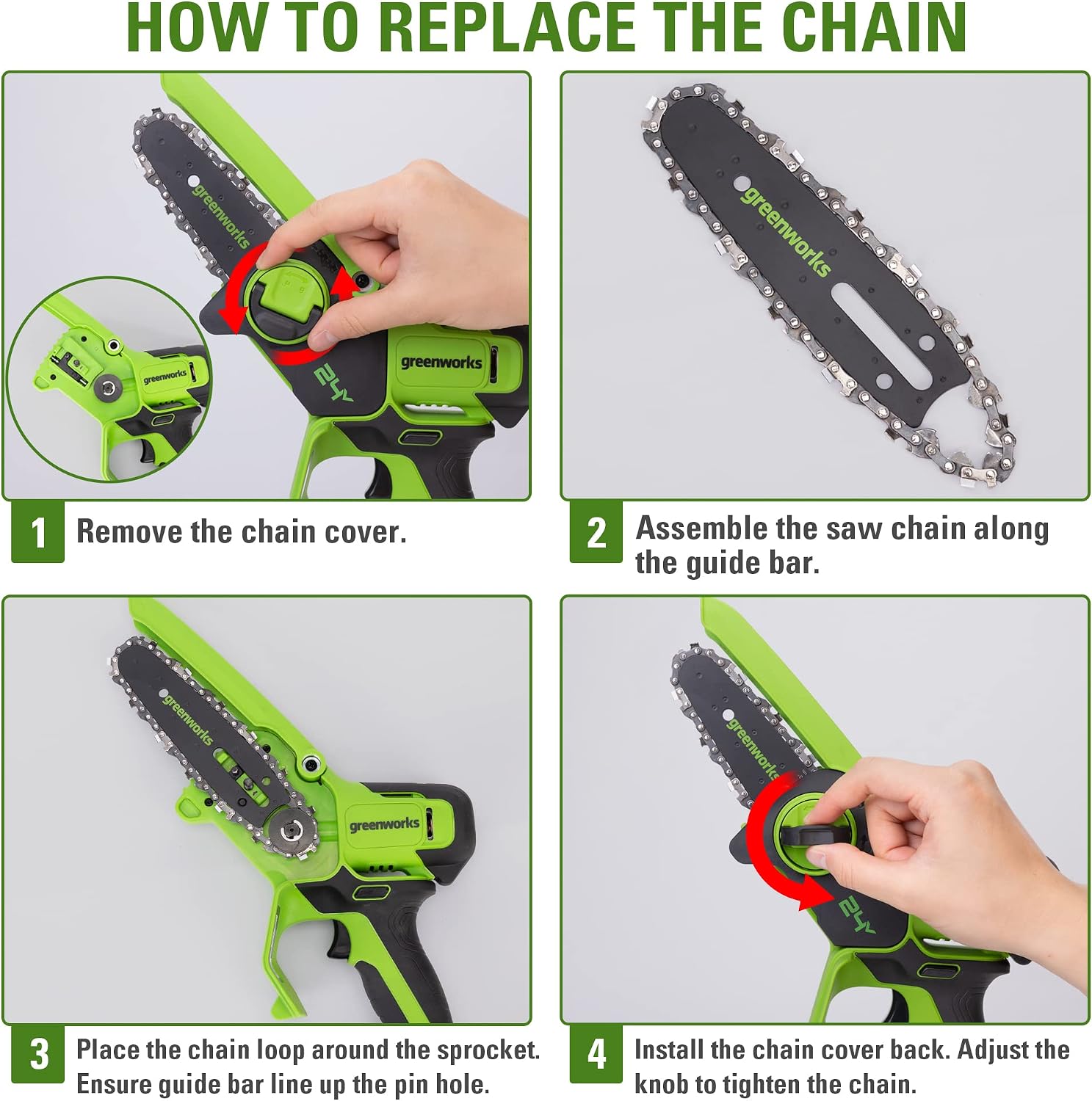 Thumbnail 4 de Greenworks 24V Mini Chainsaw 4 Inch, 2Ah