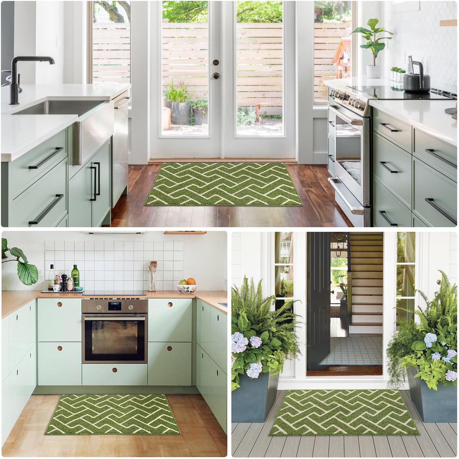 Thumbnail 5 de hicorfe Indoor Doormat (Sage Green) 20" x 31.5" TPR Non-Slip, Low-Profile Washable Entryway Mat