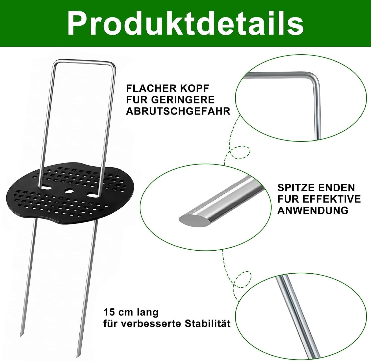 Detalle 2 de HOEXSPRAY BDS-03 U-vormige grondpennen met sluitringen van verzinkt staal