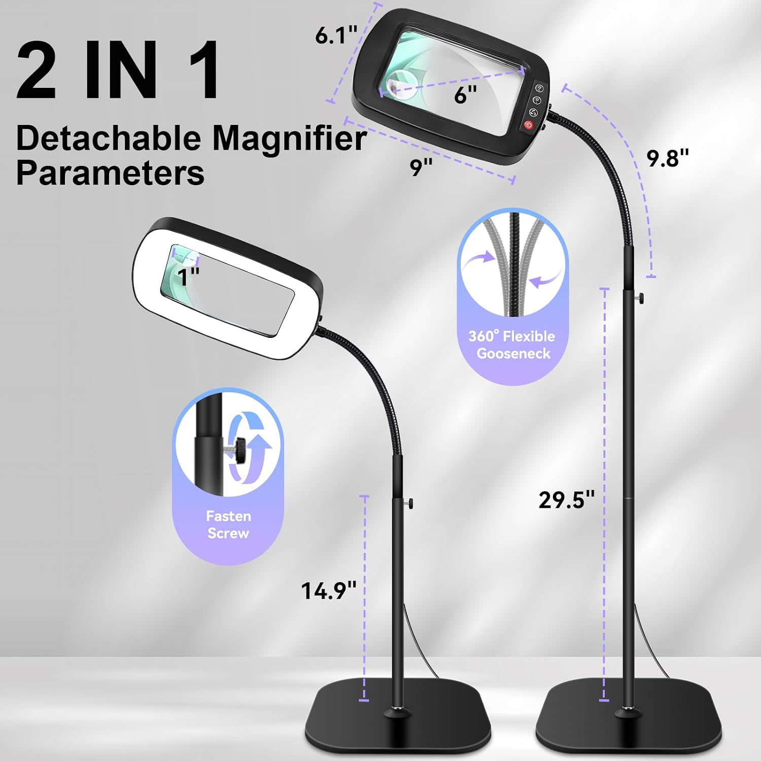Detalle 2 de Floor Magnifying Lamp with 6-Inch Viewing Window