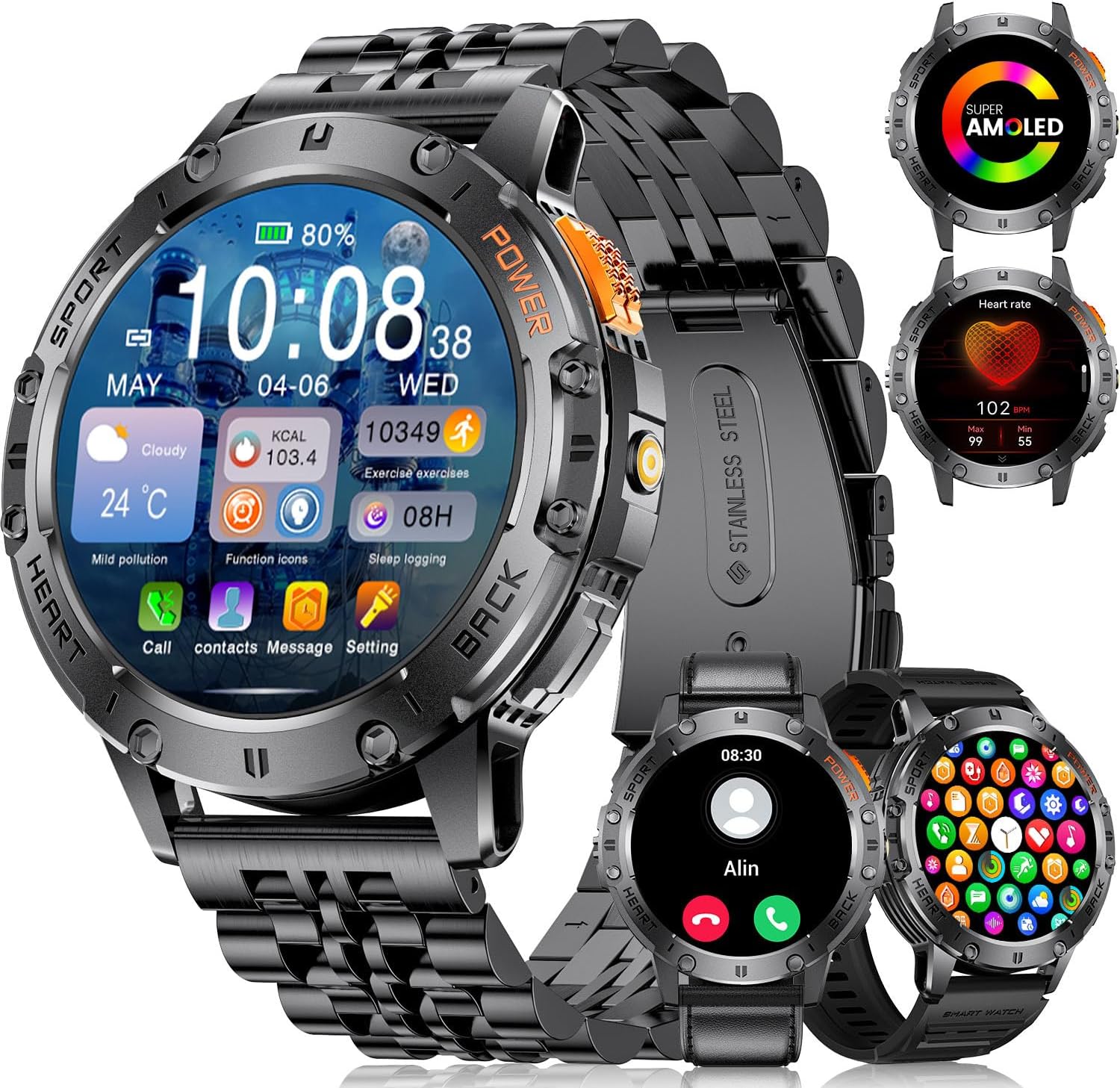 LIGE Military Smart Watch 1.43" AMOLED