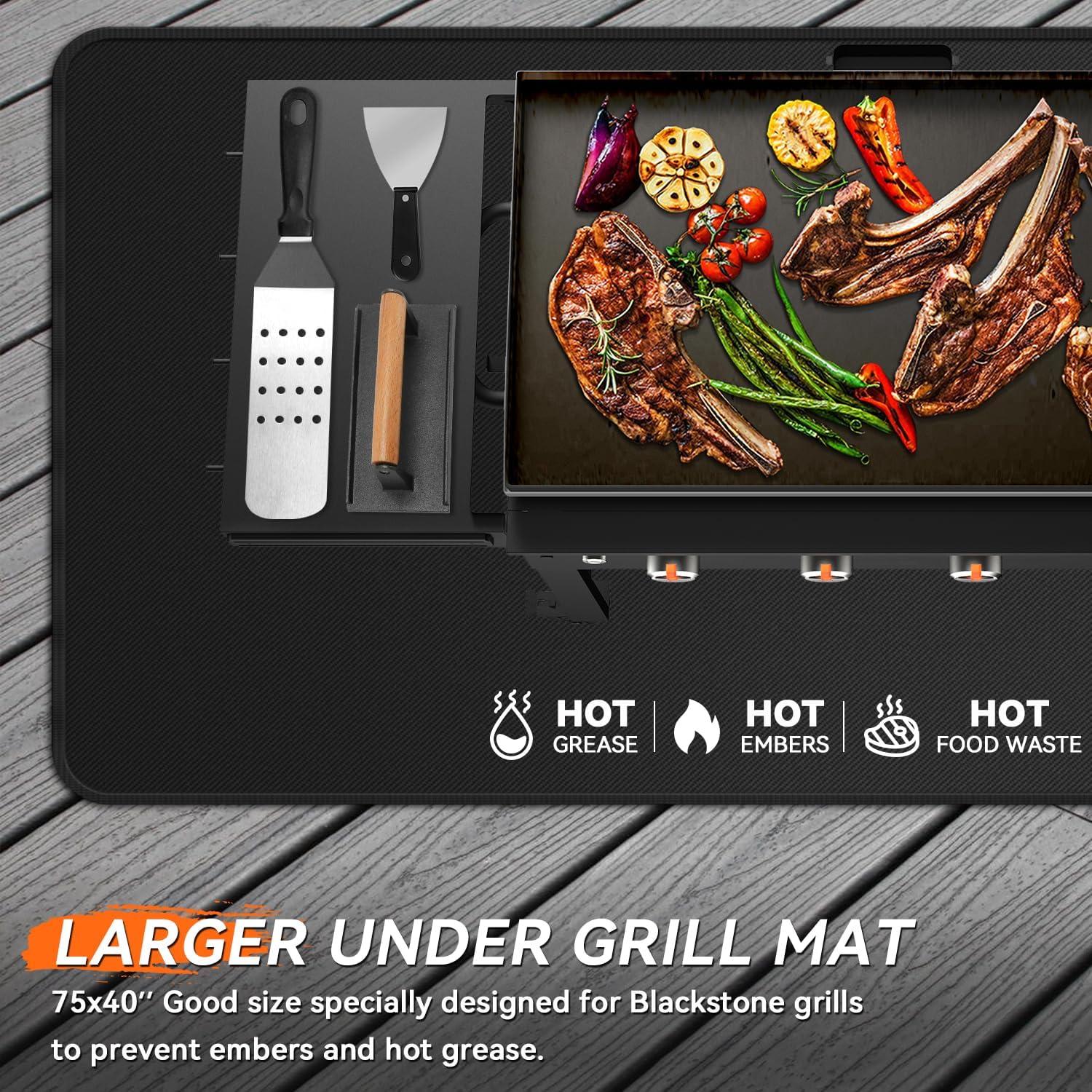 Detalle 2 de rumlick HDC-1153 75 x 40-Inch Grill Mat, Double-Sided Fiberglass