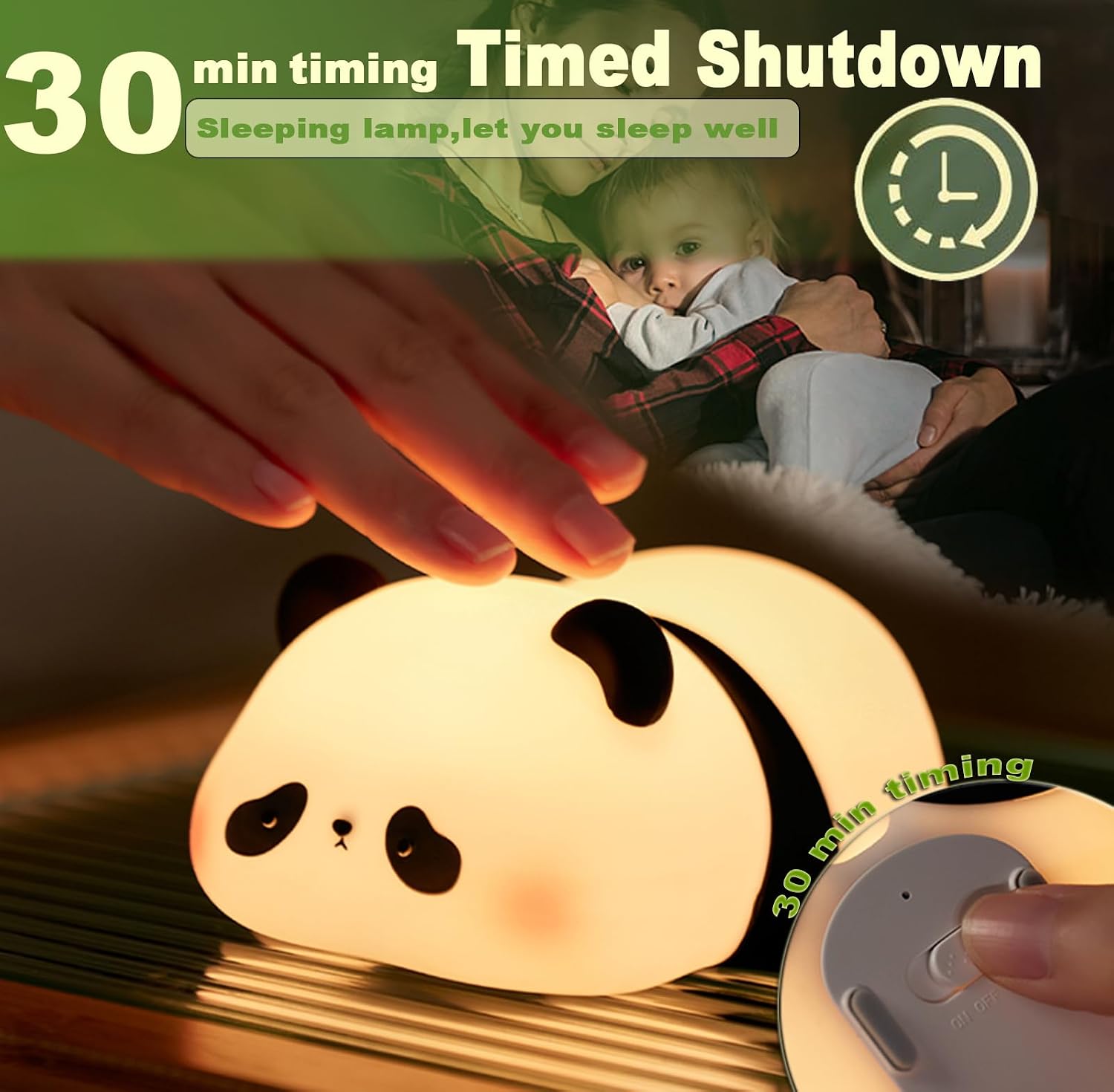 Detalle 2 de DREAMING MY DREAM Cute Panda Night Light, Silicone, 3 Brightness Modes
