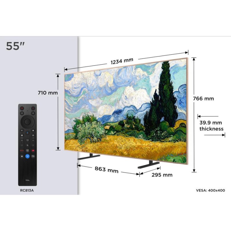 Detalle de TV TCL QD Mini LED 55A400 Pro 55" 4K UltraHD 144Hz con Google TV, Dolby Vision y sonido ONKYO