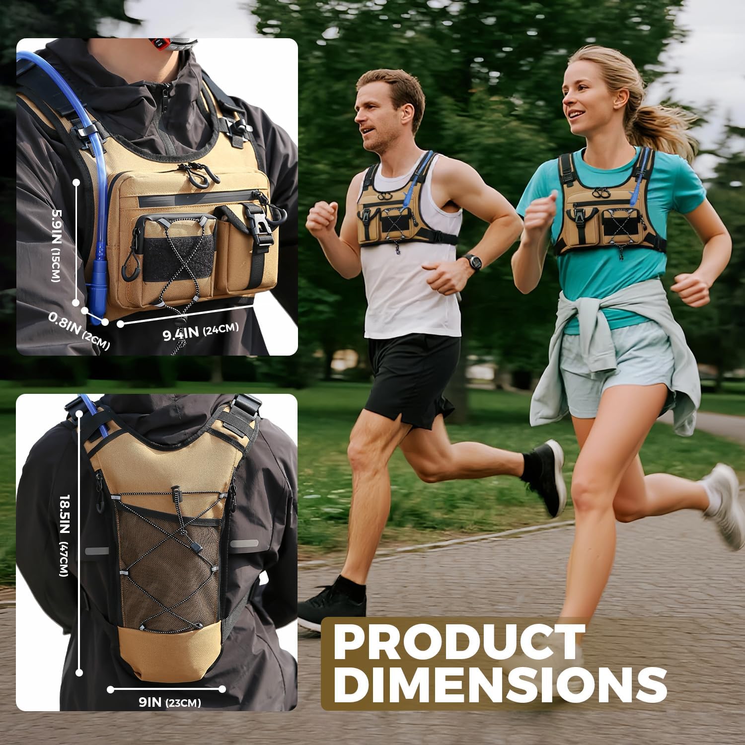 Thumbnail 4 de Criuage USA Patent Hydration Vest Backpack: 2.0L Chest Pack for Endurance Activities
