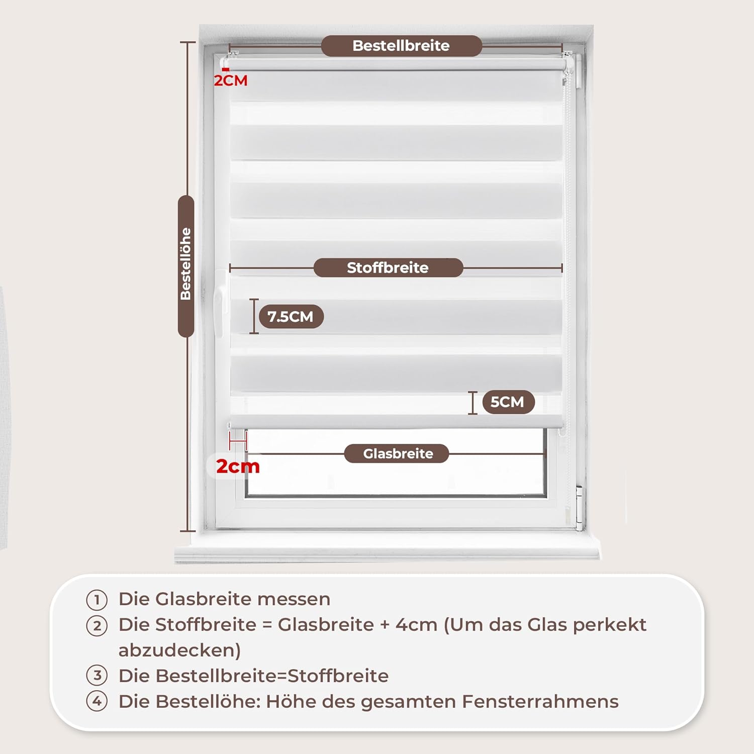 Thumbnail 5 de Allesin Doppelrollo Klemmfix – Ohne Bohren & mit Bohren, 95 cm x 130 cm, Weiß