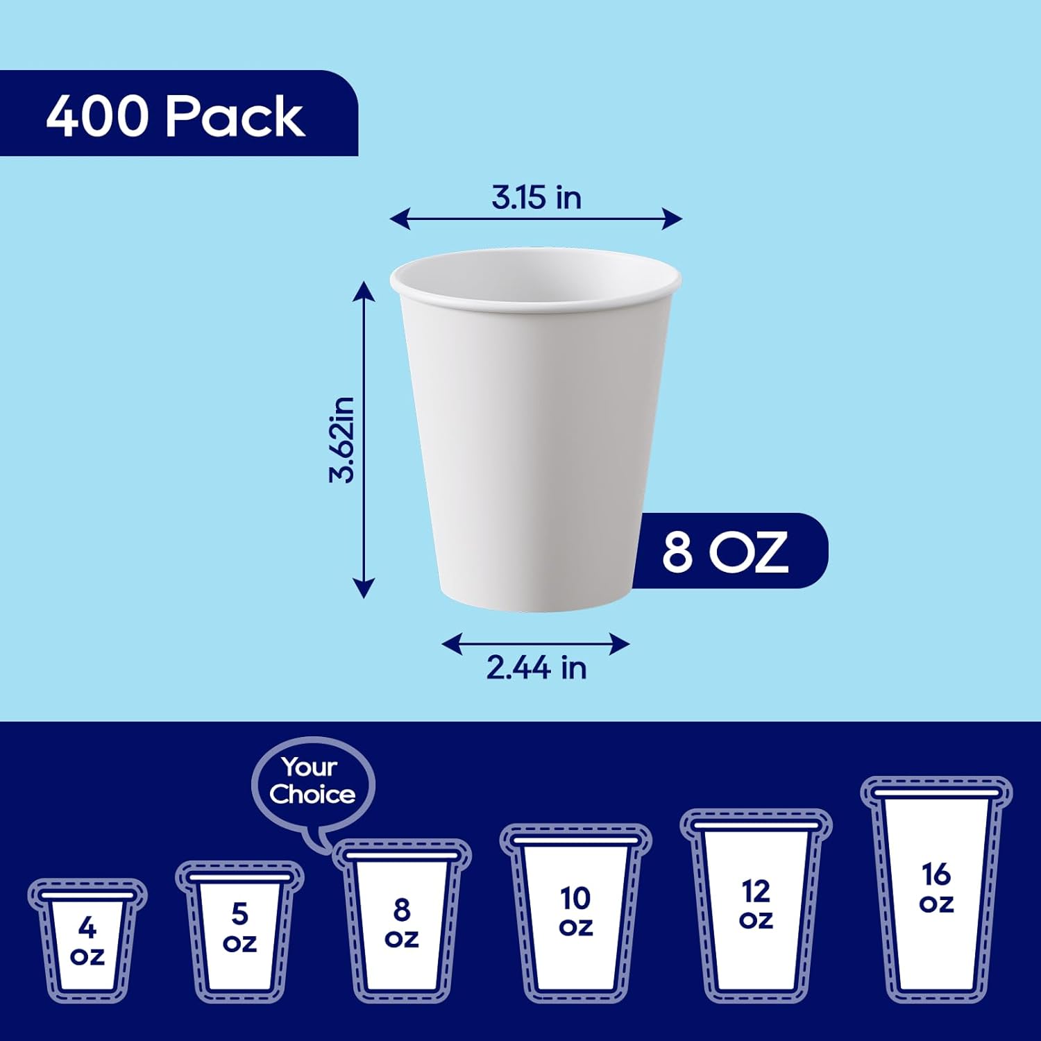 Thumbnail 1 de LITOPAK 400 Pack 8 oz Disposable Paper Coffee Cups