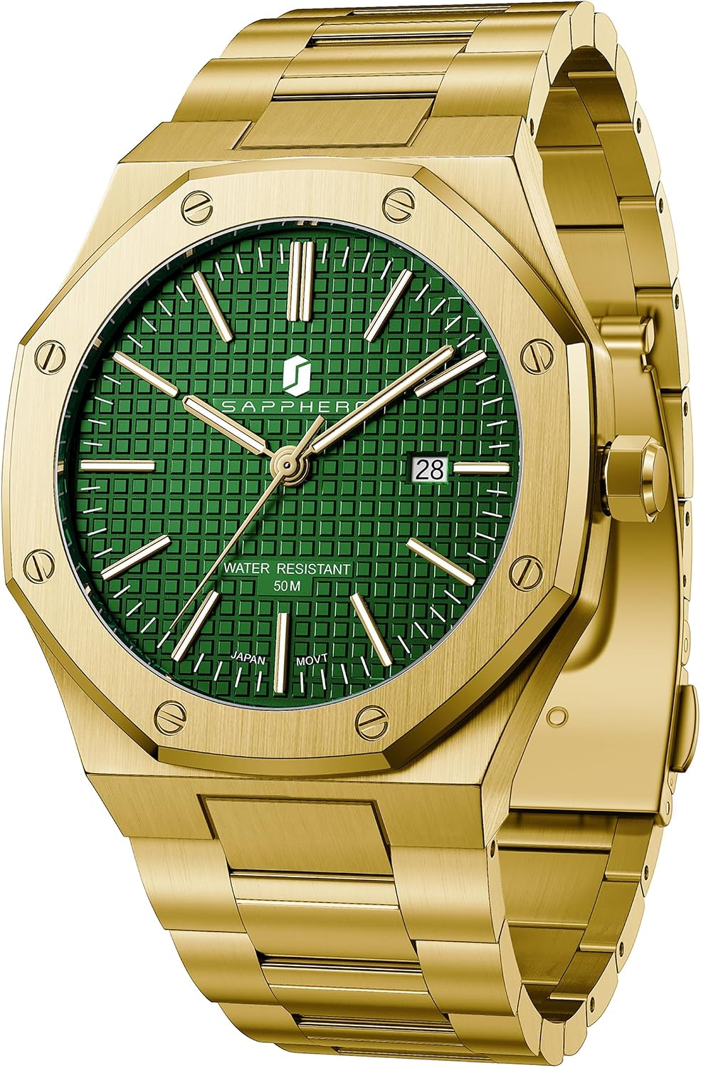 Thumbnail 5 de SAPPHERO Ottagonale 10 ATM orologio uomo quarzo acciaio