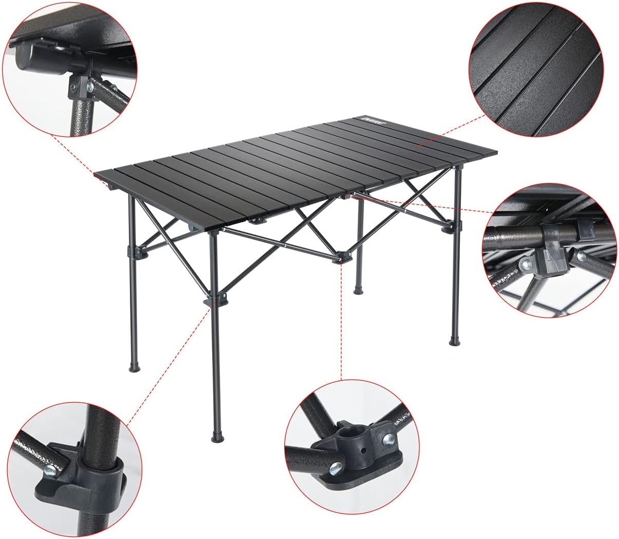 Detalle de ENAVANT EVT-CP X-Large Folding Camping Table, Aluminium Top and Carrying Bag
