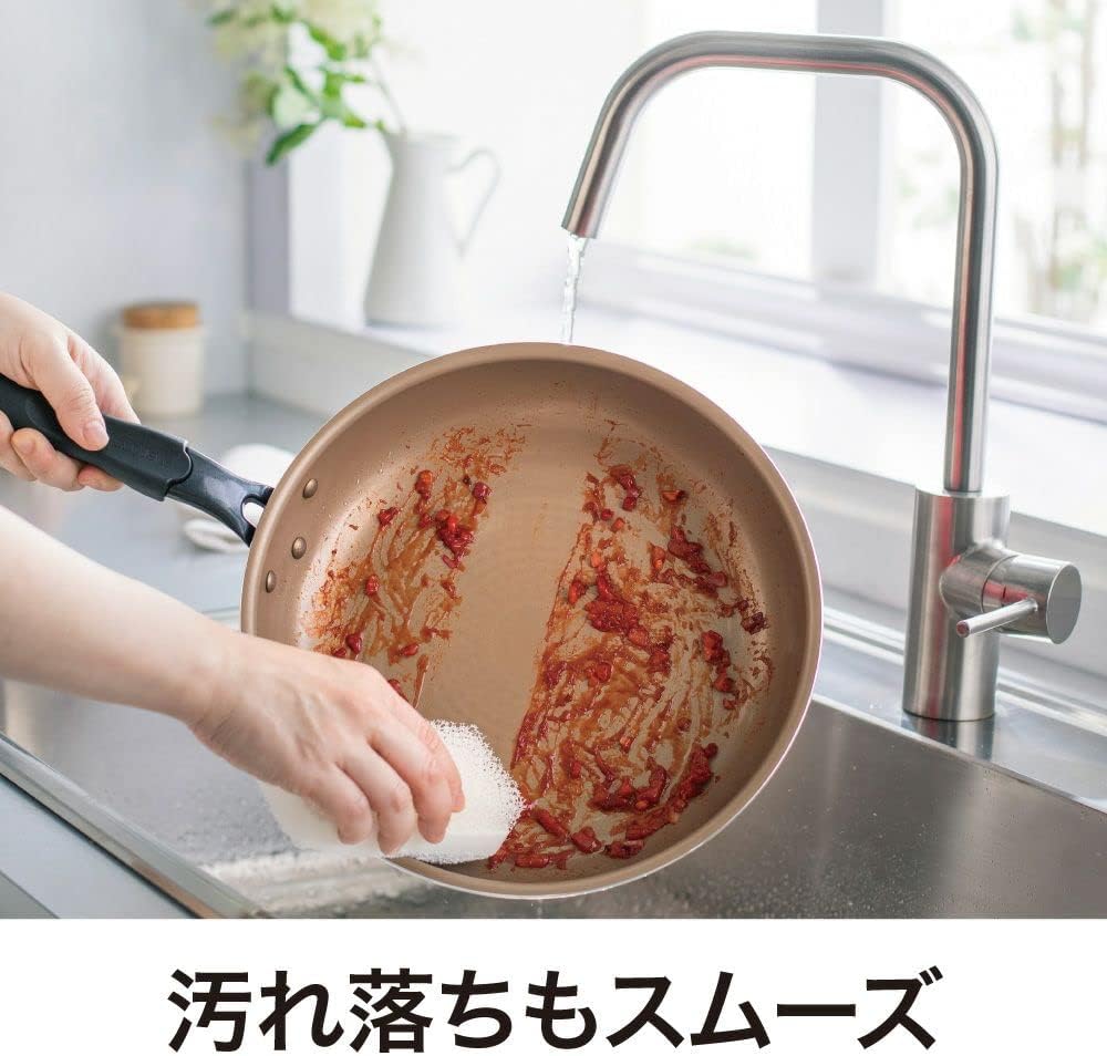Detalle de ドウシシャ エバークック 26cmフライパン ガス火専用・軽量・ネイビー