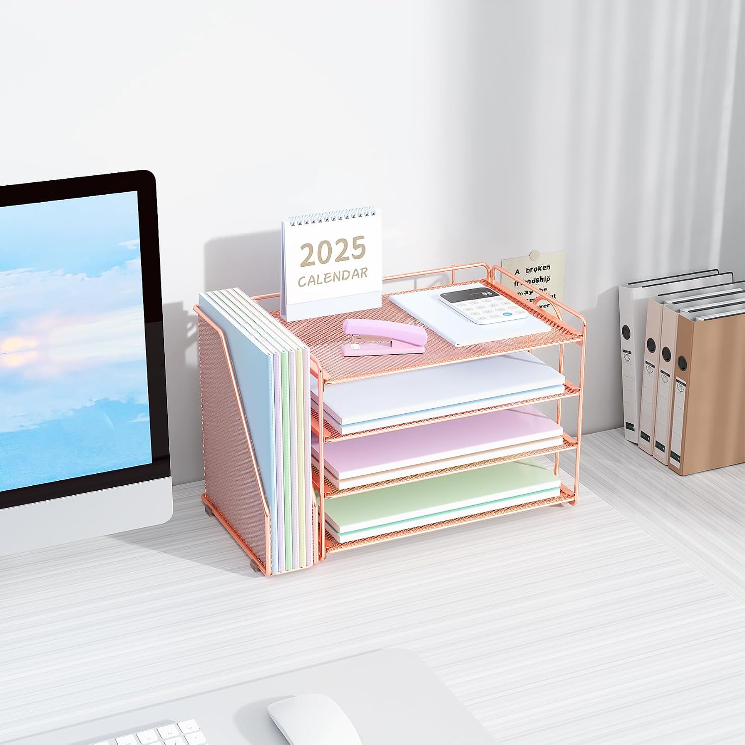 Detalle 2 de Spacrea Paper Desk Organizer Rose Gold ๐