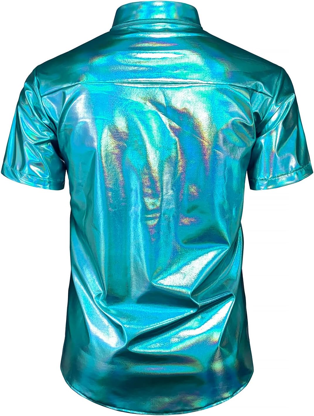 Detalle de JOGAL Metallic Glänzend Bronzing Hemd für Party 🎉