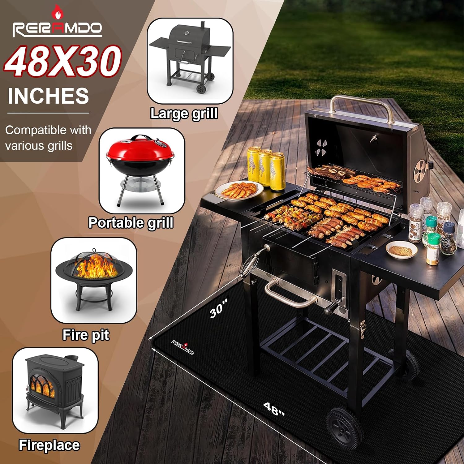 Thumbnail 4 de RERAMDO Grill Mat 48 x 30 Inch