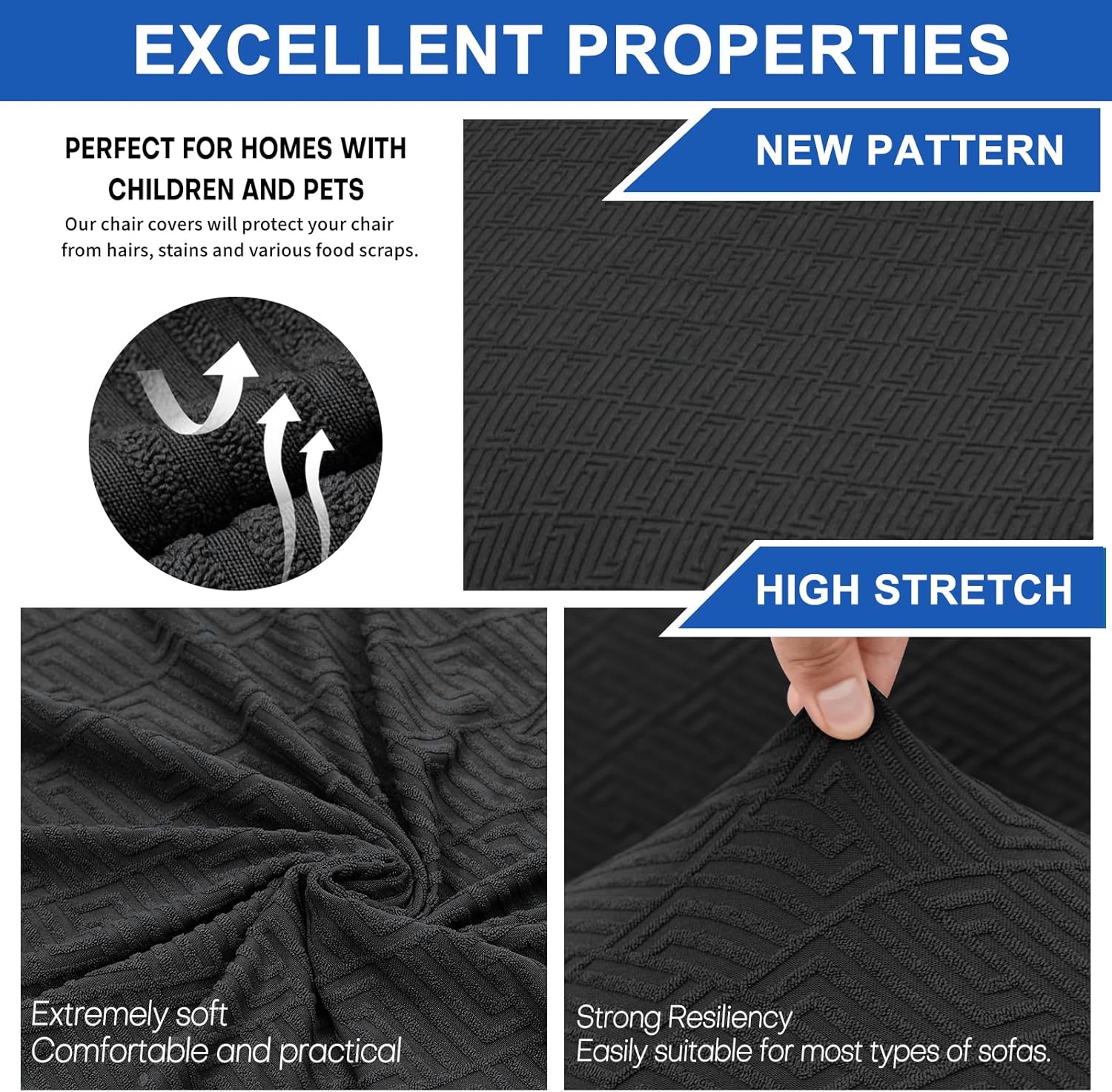 Thumbnail 2 de Ystyle Housse De Chaise 6 Pièces – Housse Chaise Salle À Manger Élastique Noir