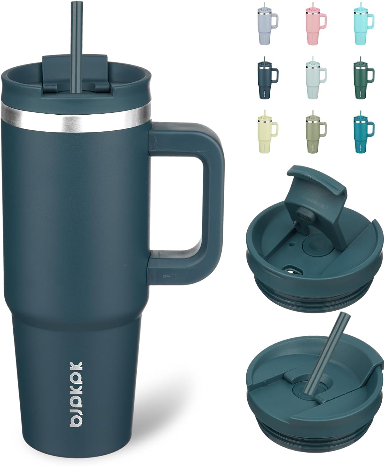 Thumbnail 6 de BJPKPK 30 oz Stainless Steel Insulated Tumbler With Handle (Lavender Green) and Straw