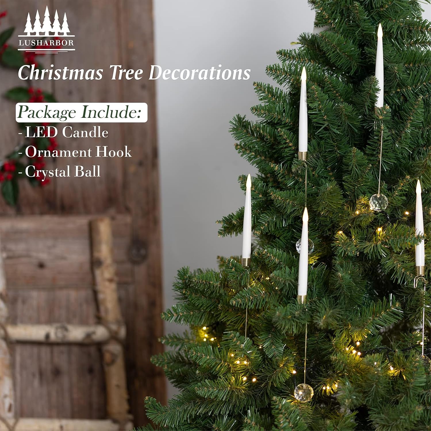 Thumbnail 3 de LUSHARBOR Flameless Christmas Tree Candles, 10-Pack
