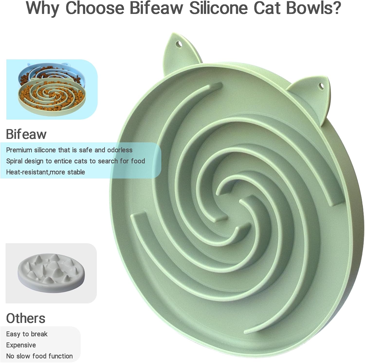Detalle 2 de Bifeaw Slow Feeder Cat Bowl for slow feeding 🐱