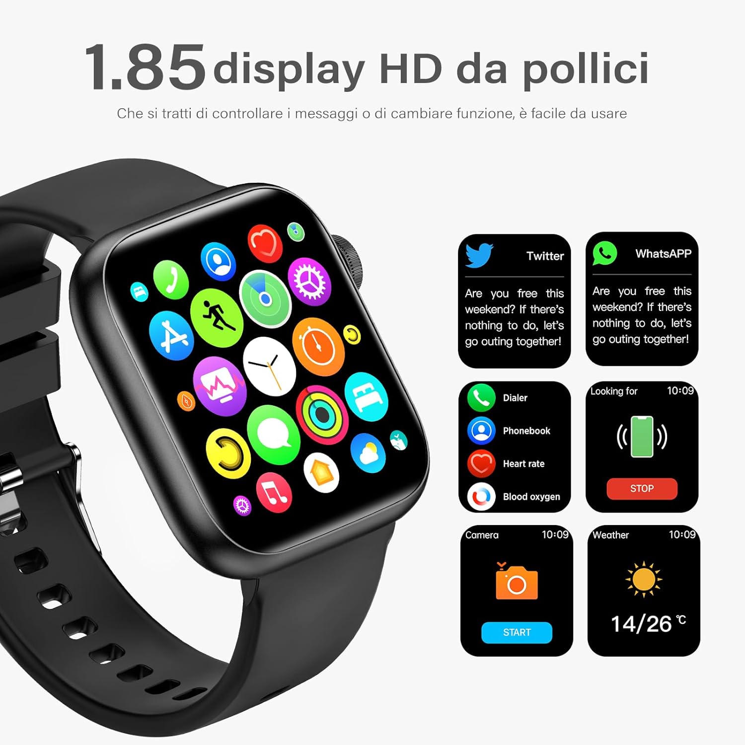 Thumbnail 6 de zaisia Smartwatch Uomo Donna 1,85'' – Chiamate, Salute e Sport, IP68
