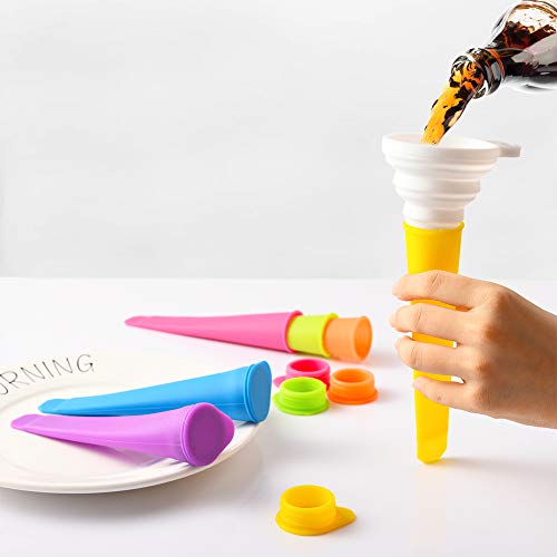 Detalle de GOLDGE 7psc Moldes para Helados y Embudo Plegable de Silicona | Set compacto para paletas, jugos y yogur