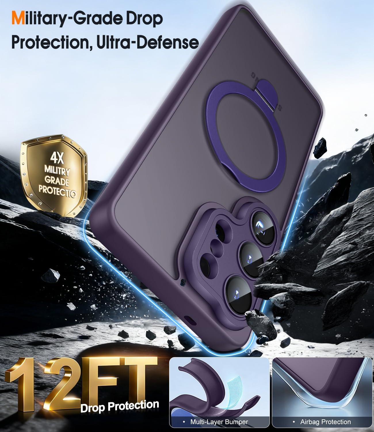 Detalle de JAME Samsung Galaxy S26 Case with 2 Pack Screen Protectors and Magnetic Kickstand
