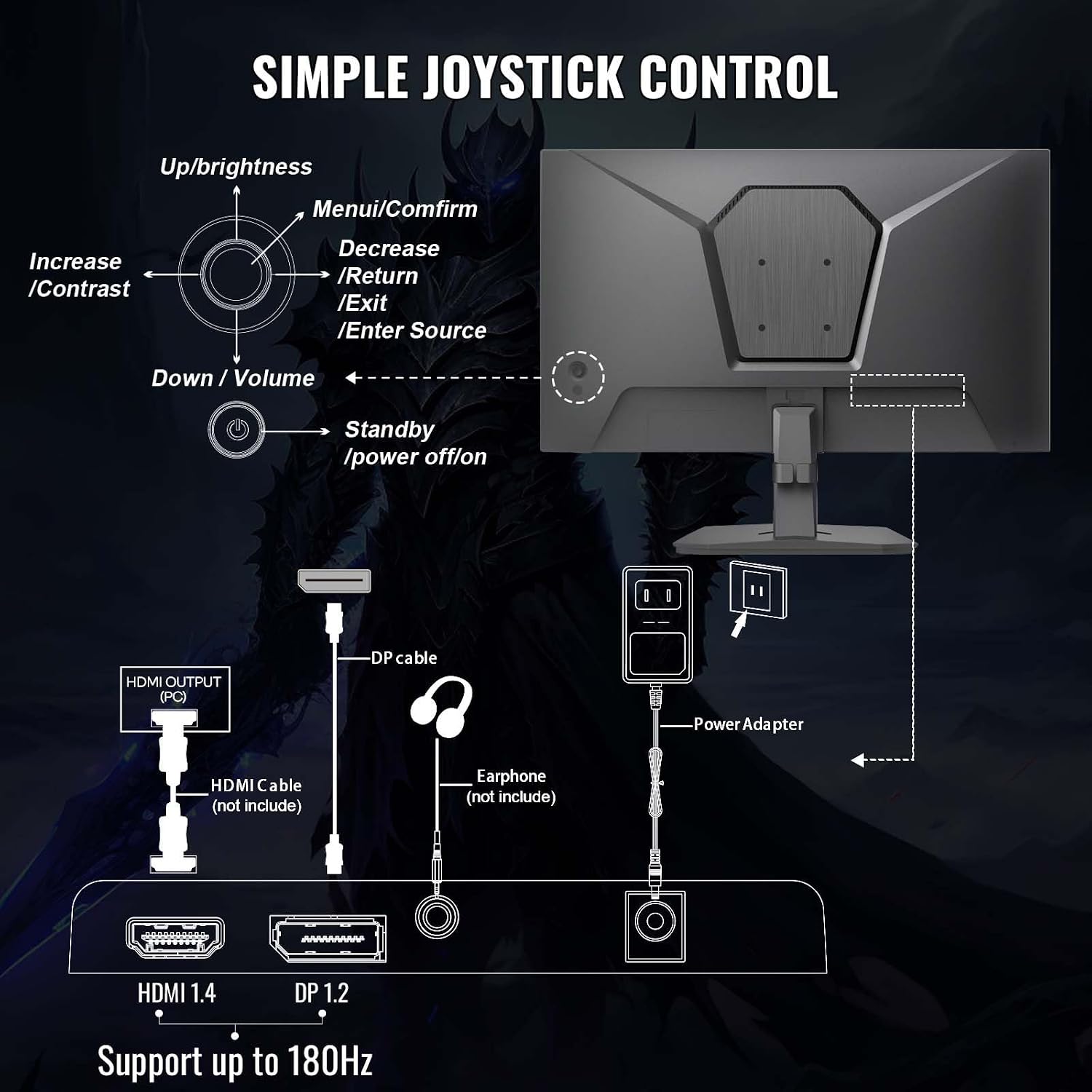 Thumbnail 6 de Minifire 24 Inch 180Hz Gaming Monitor – Full HD, FreeSync, 110% sRGB