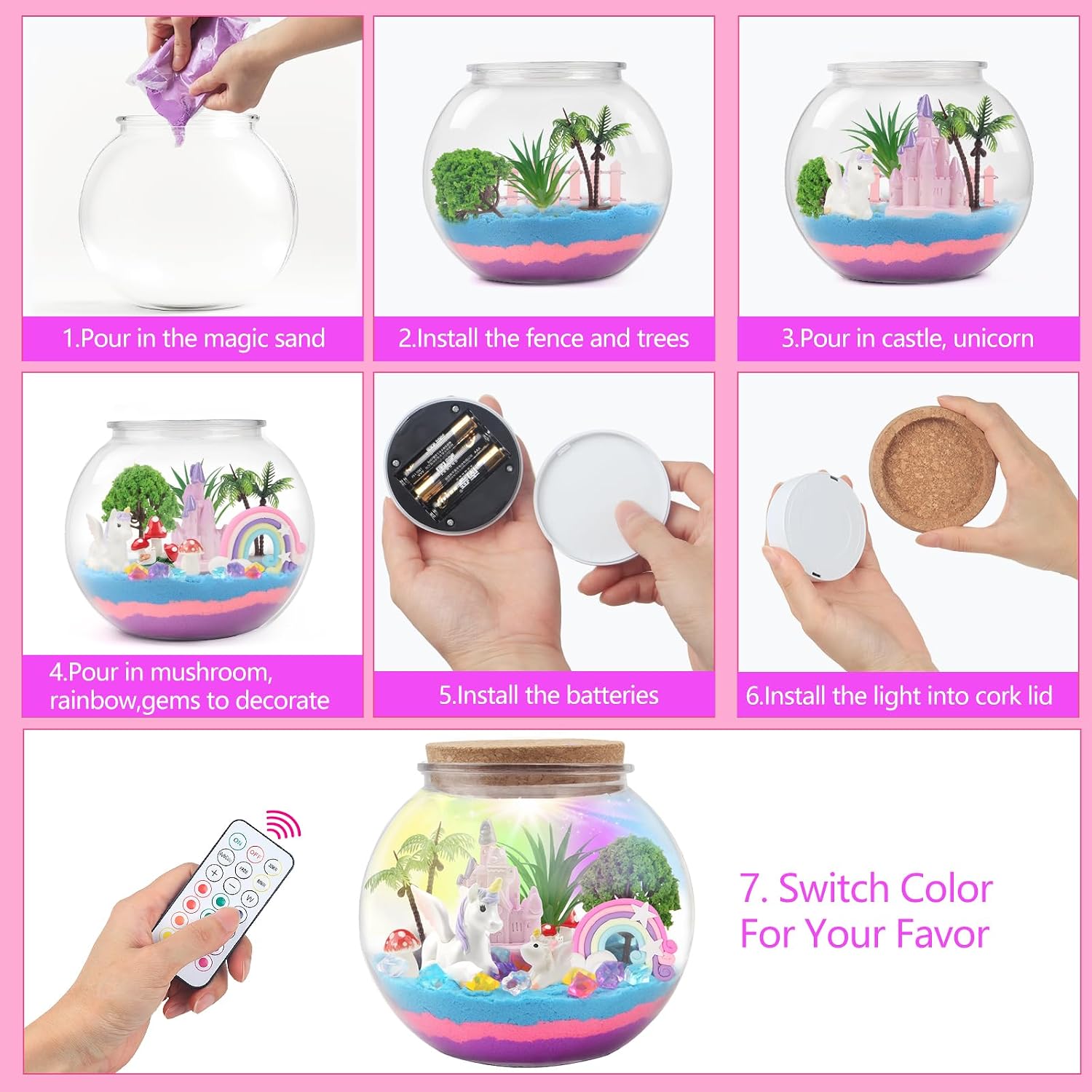 Detalle 1 de MYDOVA eenhoornterrarium als knutselset en nachtlampje met afstandsbediening