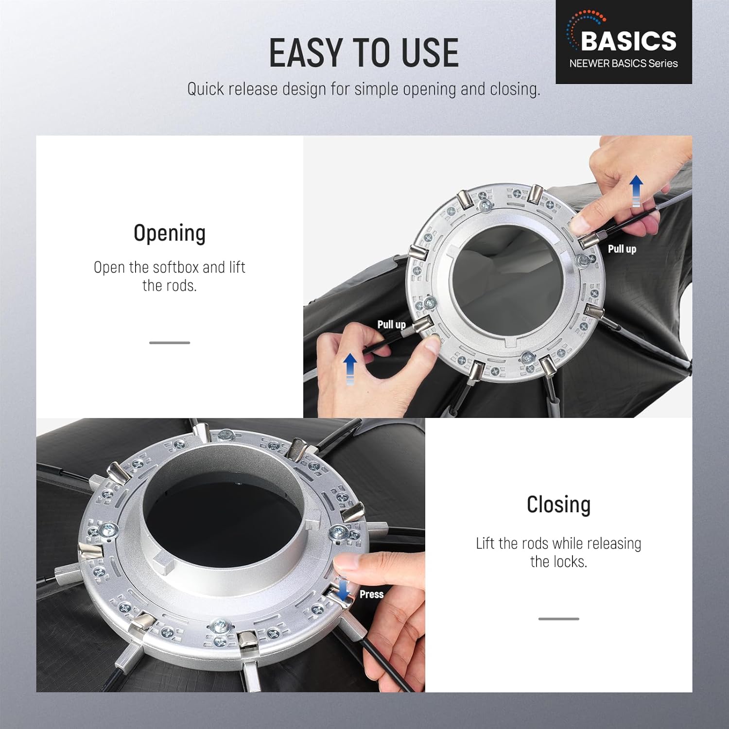 Detalle de NEEWER Basics Octagonal Softbox Kit NS33P for Studio Lighting