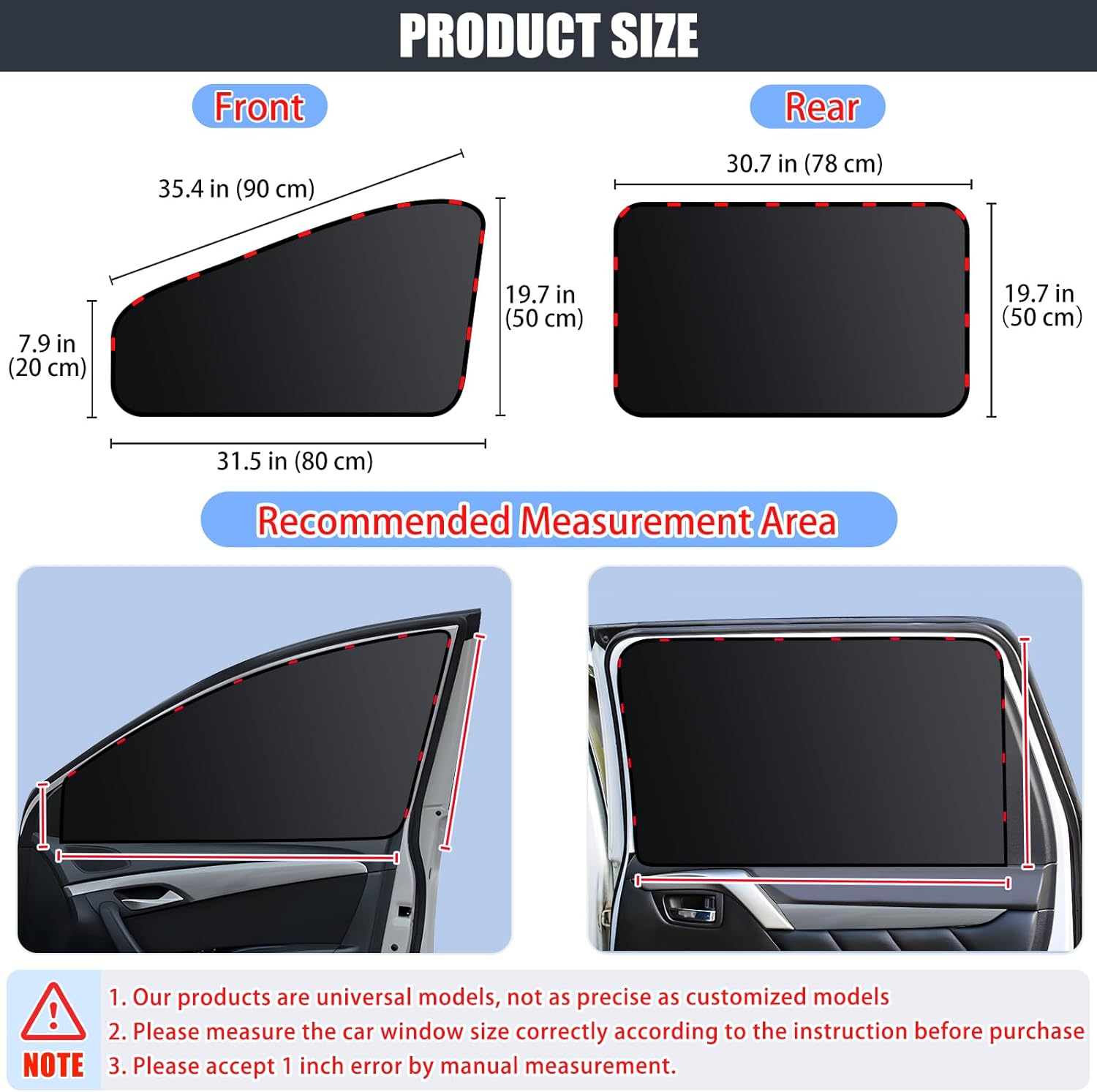 Detalle de ZATOOTO Sonnenschutz Auto Seitenscheibe – 4 Stück, magnetische Scheibenverdunkelung mit UV-Schutz