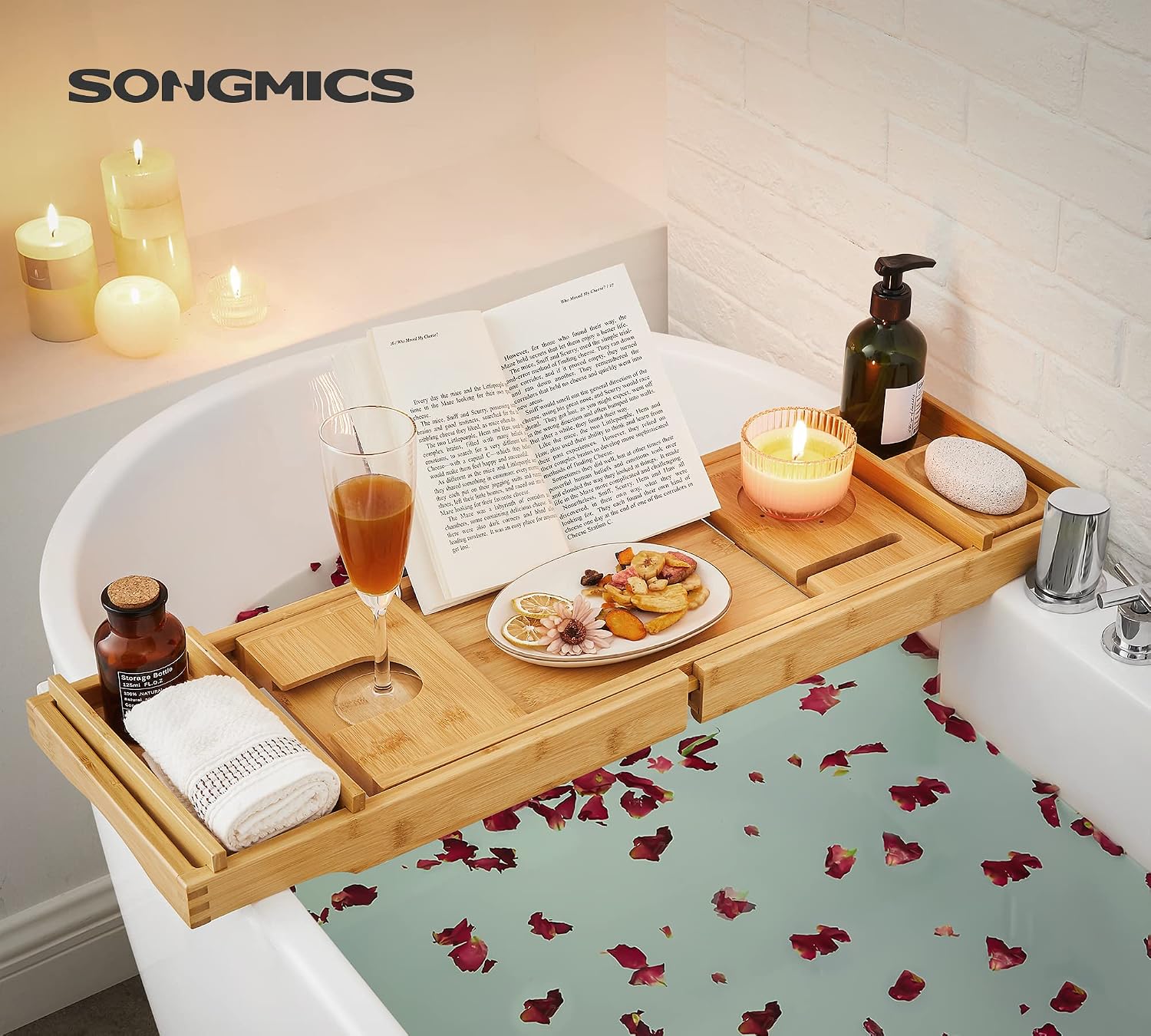 Detalle 2 de SONGMICS BCB88Y Badewannenablage 75–109 cm