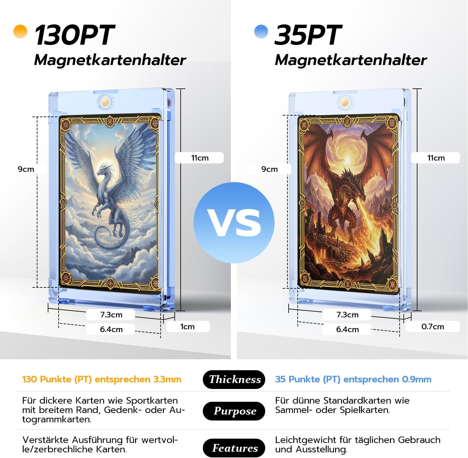 Detalle de Wigearss 10 Stück 130PT Magnetischer Kartenhalter – Schutzhüllen mit UV-/Blue-Ray-Schutz für MTG, Yu-Gi-Oh!, Magic und Sportkarten