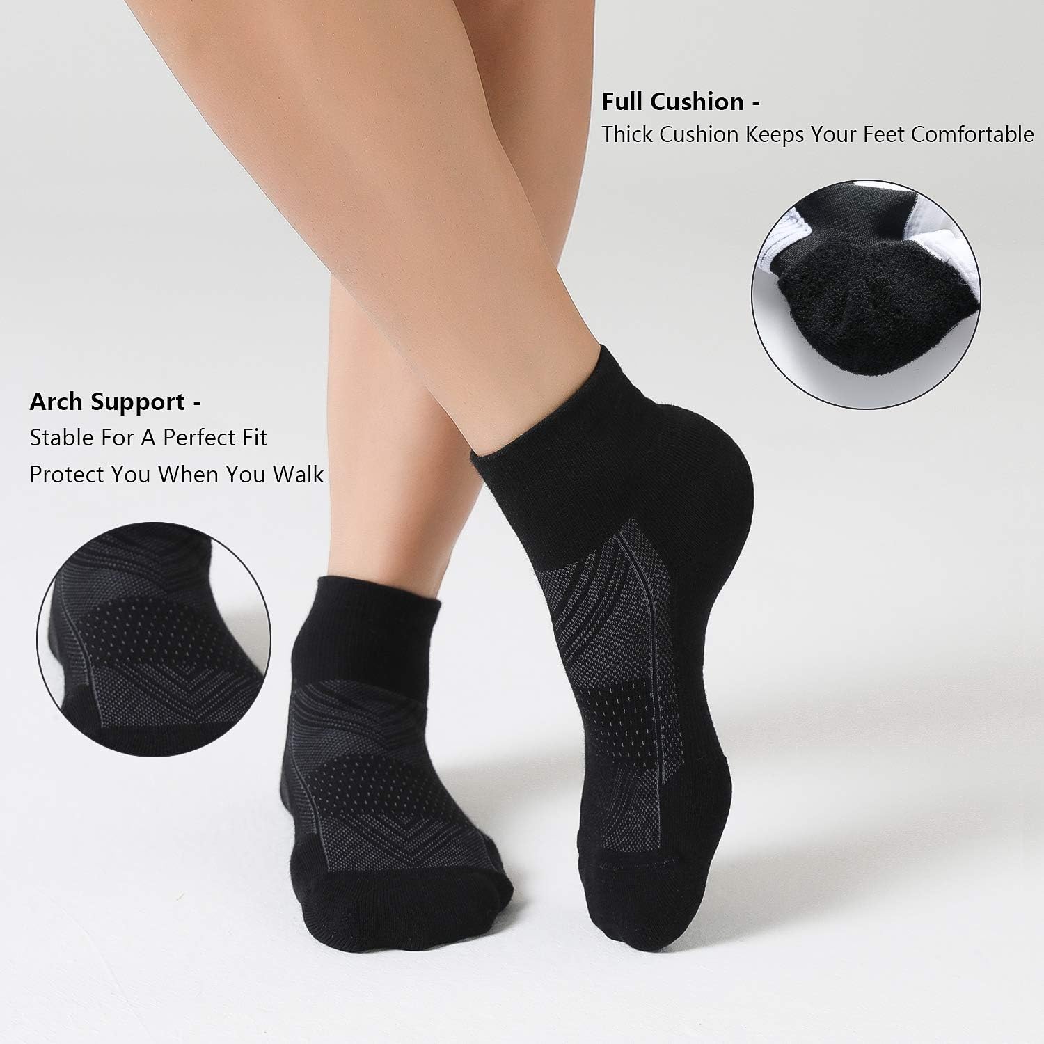 Detalle de CS CELERSPORT 6-Pack Men's Cushioned Ankle Socks for Running and Training