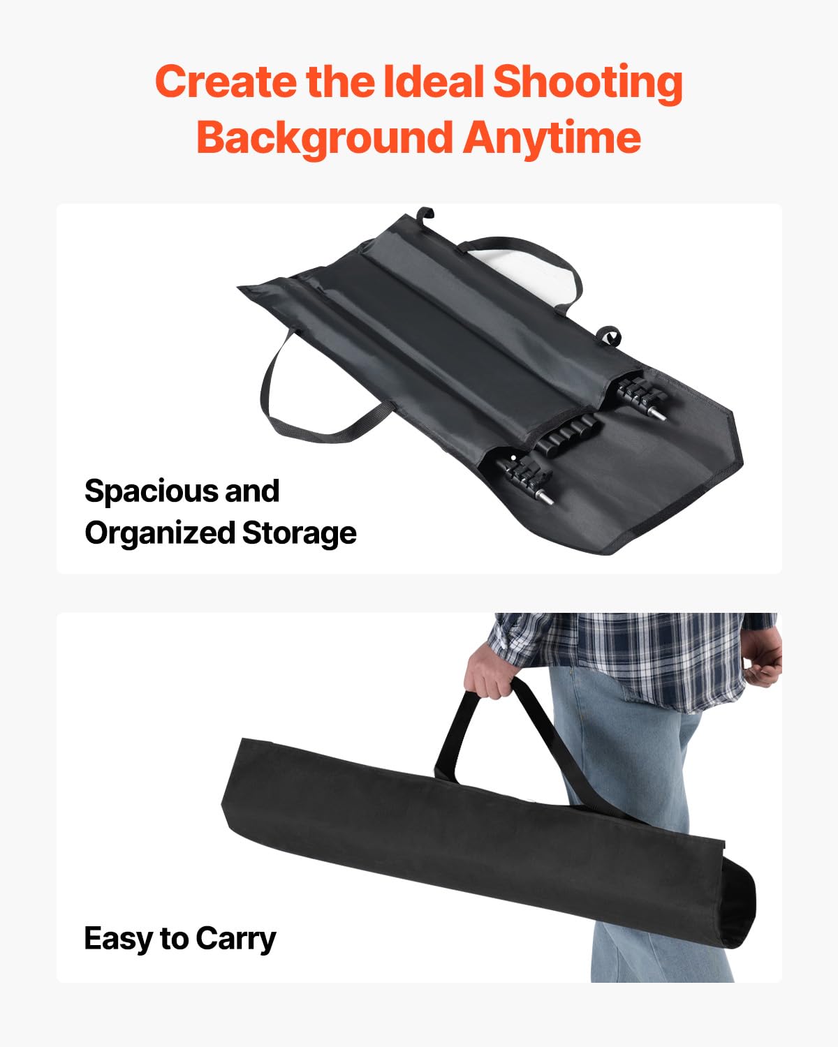 Thumbnail 6 de VEVOR Support Toile 198 x 300 cm, kit réglable en acier, pour studio photo