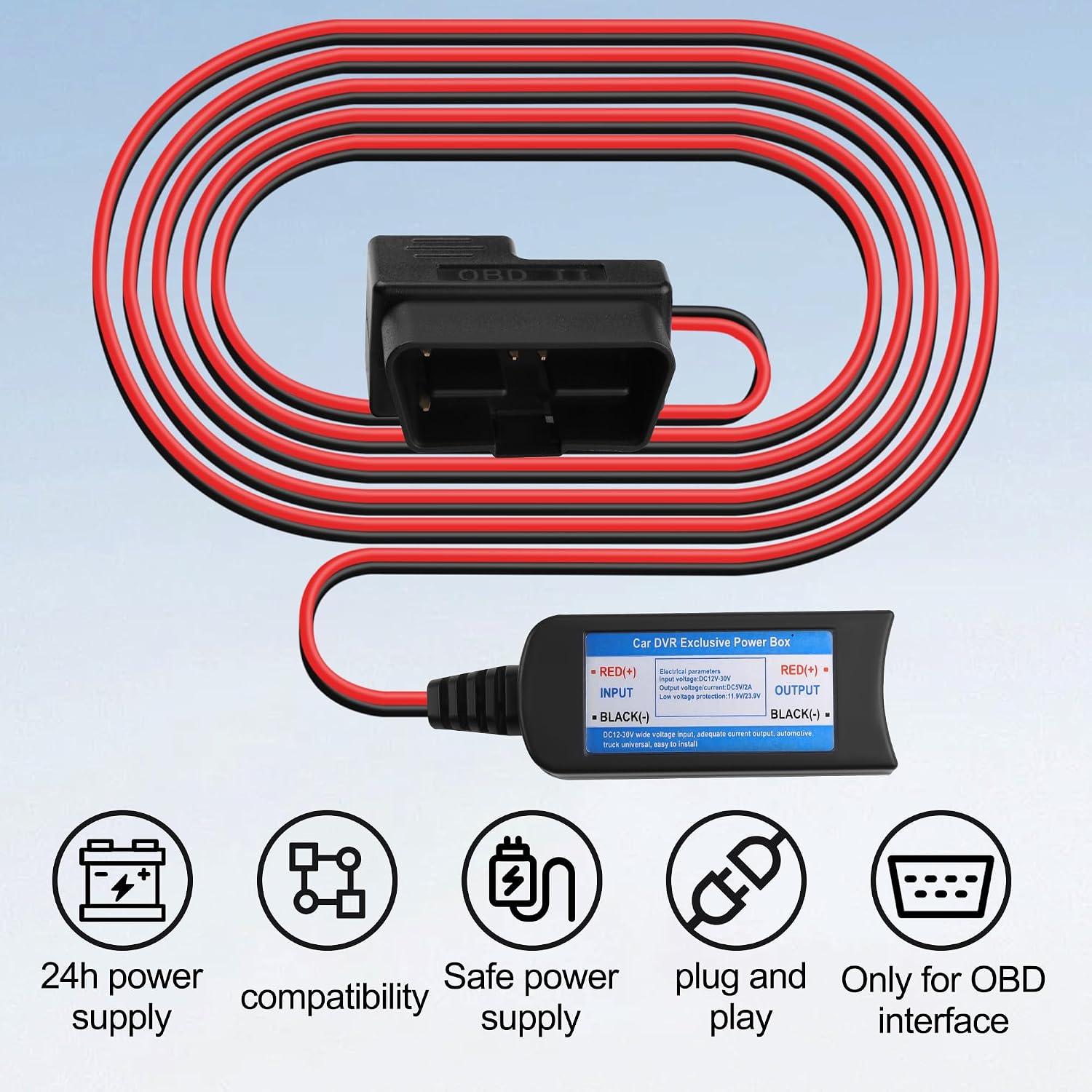 Thumbnail 2 de TIENFOKOTA OBD2 Power Cable for Dash Camera – 12-30V to 5V/2A, 5ft USB-A Output