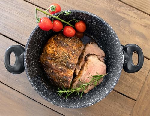 Detalle de STONELINE Casserole 24 cm avec couvercle en verre – Revêtement pierre antiadhésif, compatible induction et four