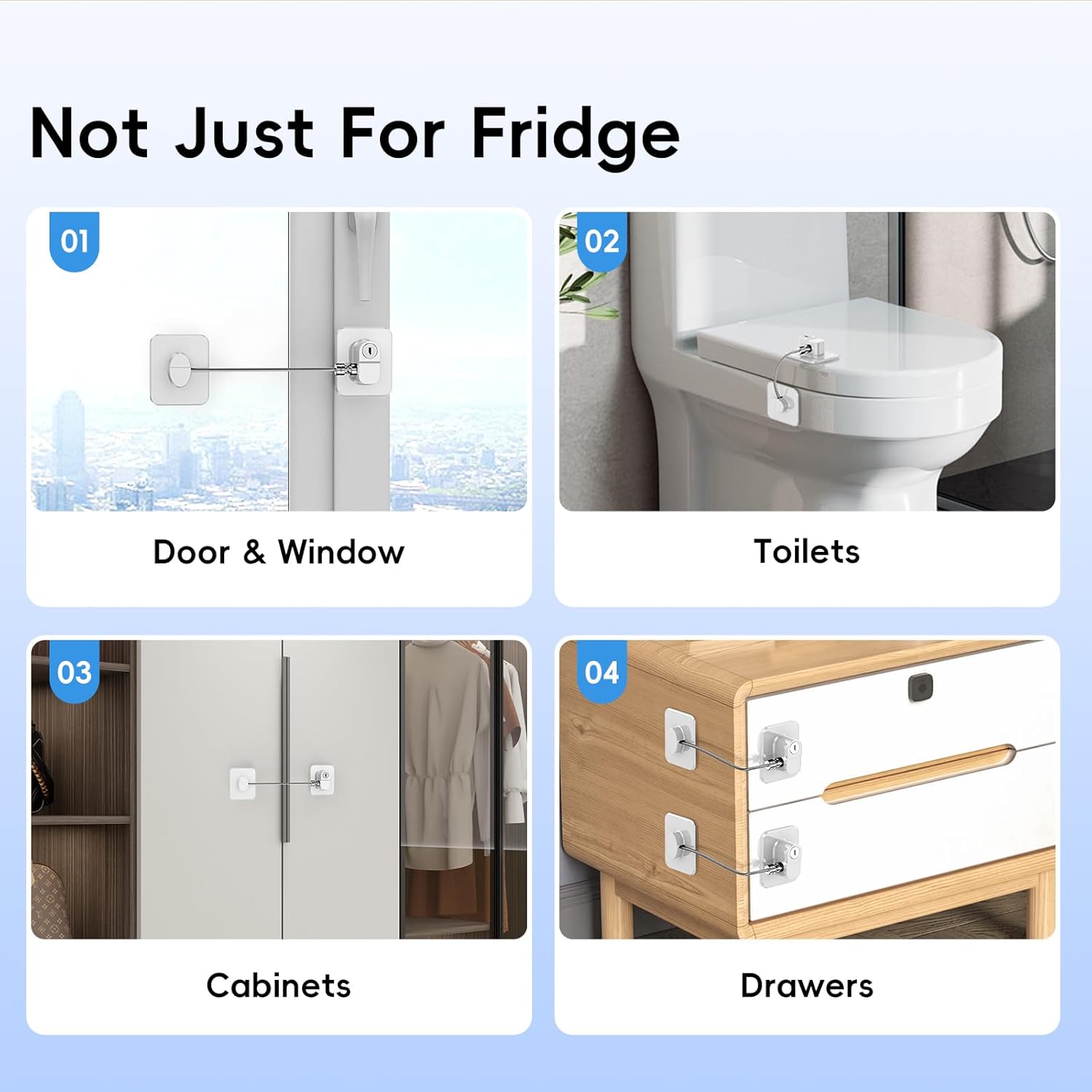 Thumbnail 2 de 2 Pack Fridge Locks with Keys for Child Safety – Self-Adhesive, No Tools