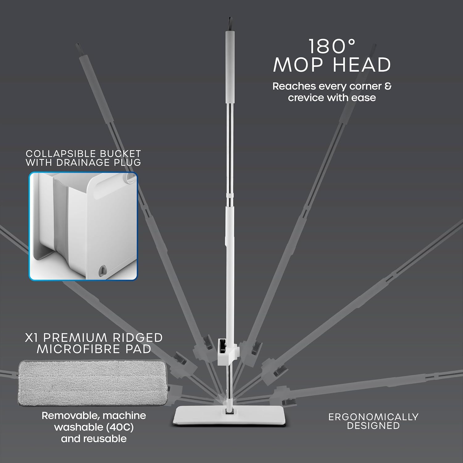 Thumbnail 4 de Swan Elevate Self-Wringing Flat Mop 180° Head