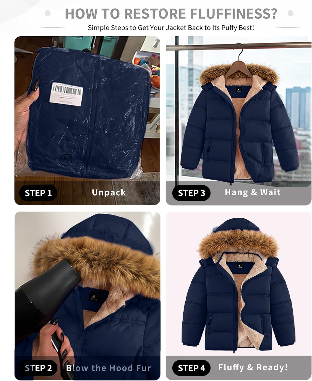 Detalle de GEEK LIGHTING Kids' Puffer Jacket with Sherpa Lining