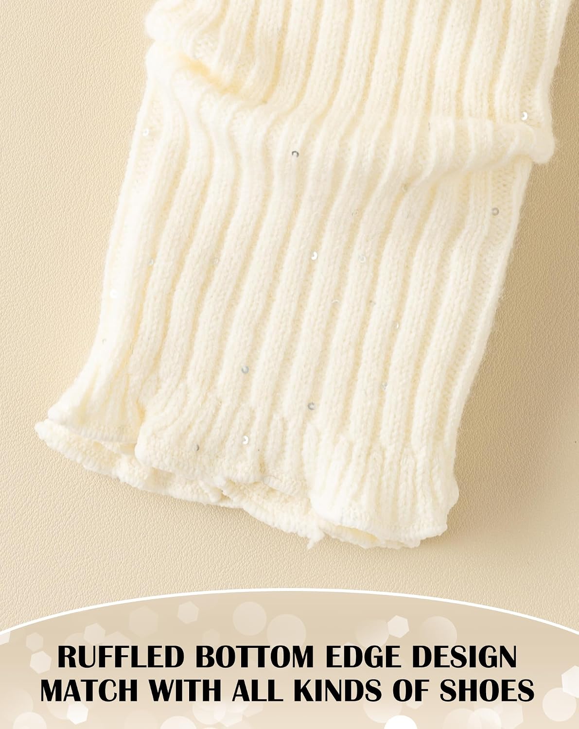 Detalle 2 de Yawlsow Knit Ruffle Leg Warmers with Sequins, Y2K Style