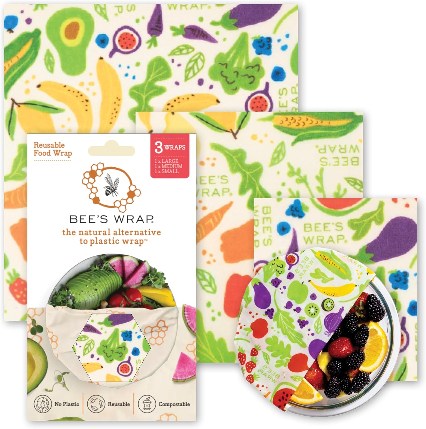 Detalle de Bee's Wrap Beeswax Food Wraps 3-Pack
