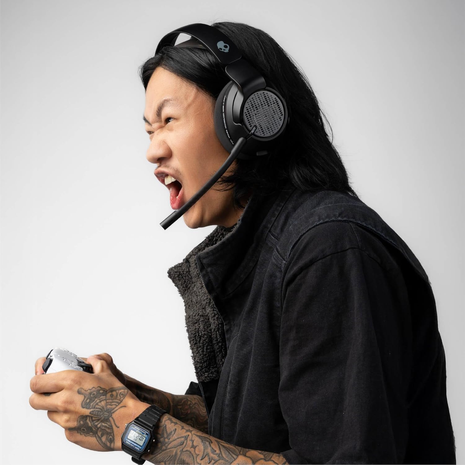 Detalle de Skullcandy Crusher PLYR 720 Wireless Gaming-Headset (THX Spatial Audio, kabellose 25 ms, abnehmbares Mikrofon) – Digi-Black