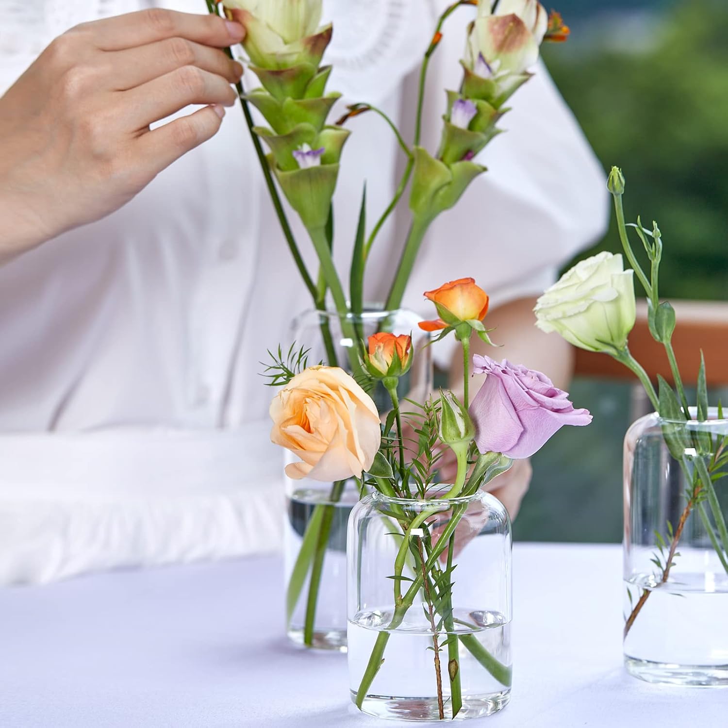 Thumbnail 2 de ZENS Bud Vases Set of 12 — modern small clear glass bud vases for flowers, weddings & home décor