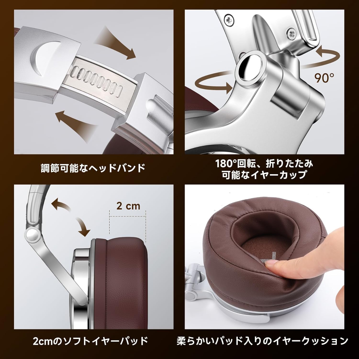 Detalle de OneOdio Pro30 有線密閉型ヘッドホン 50mmドライバー・片耳モニター対応・折りたたみ式