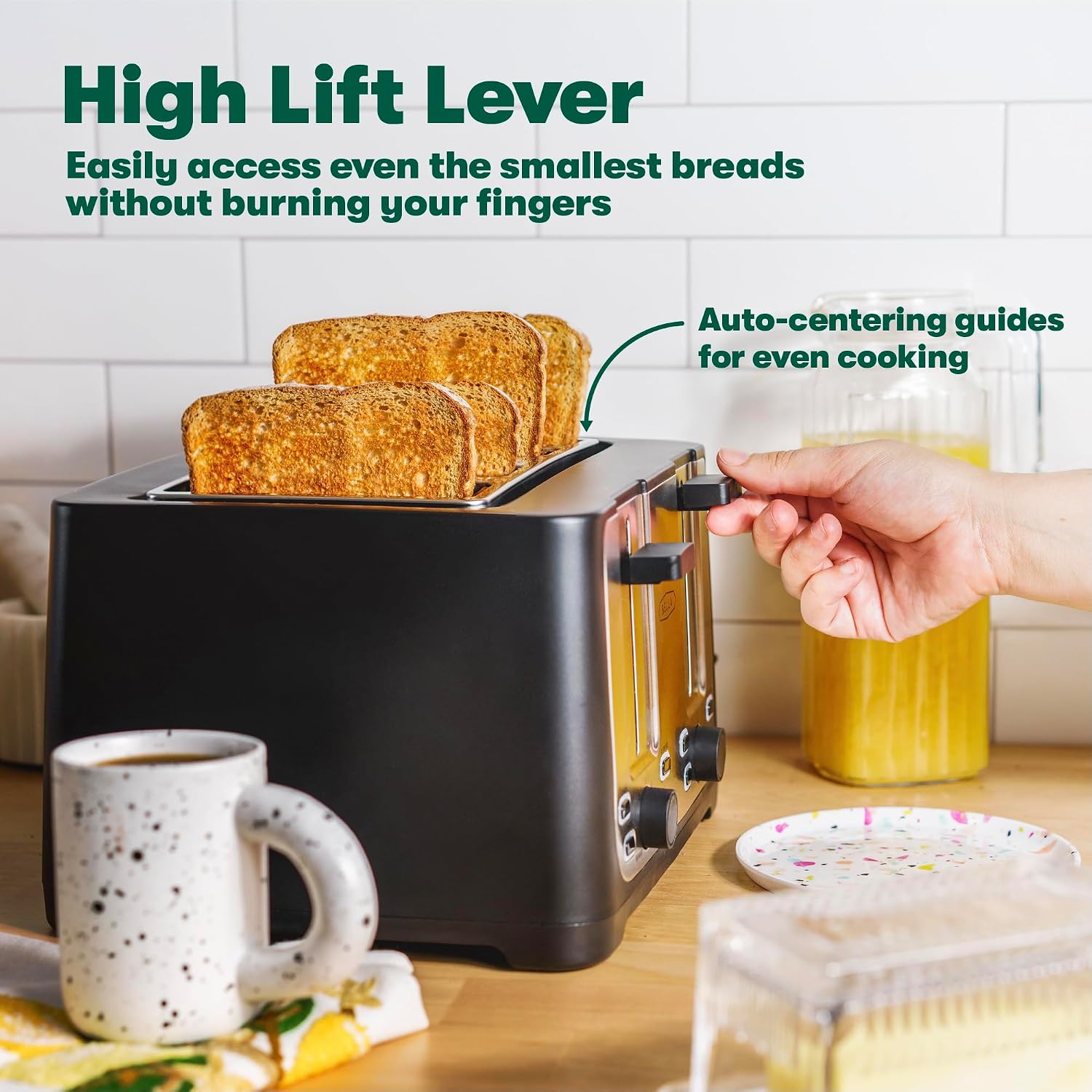 Detalle de bella 4 Slice Toaster with Auto Shut Off, Extra Wide Slots and Removable Crumb Tray